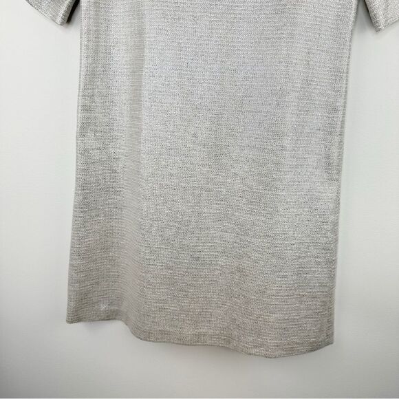 Alice+Olivia Short Sleeve Mini Cotton/Linen Sheath Dress Silver/Gold‎ Size 2 - Picture 7 of 11